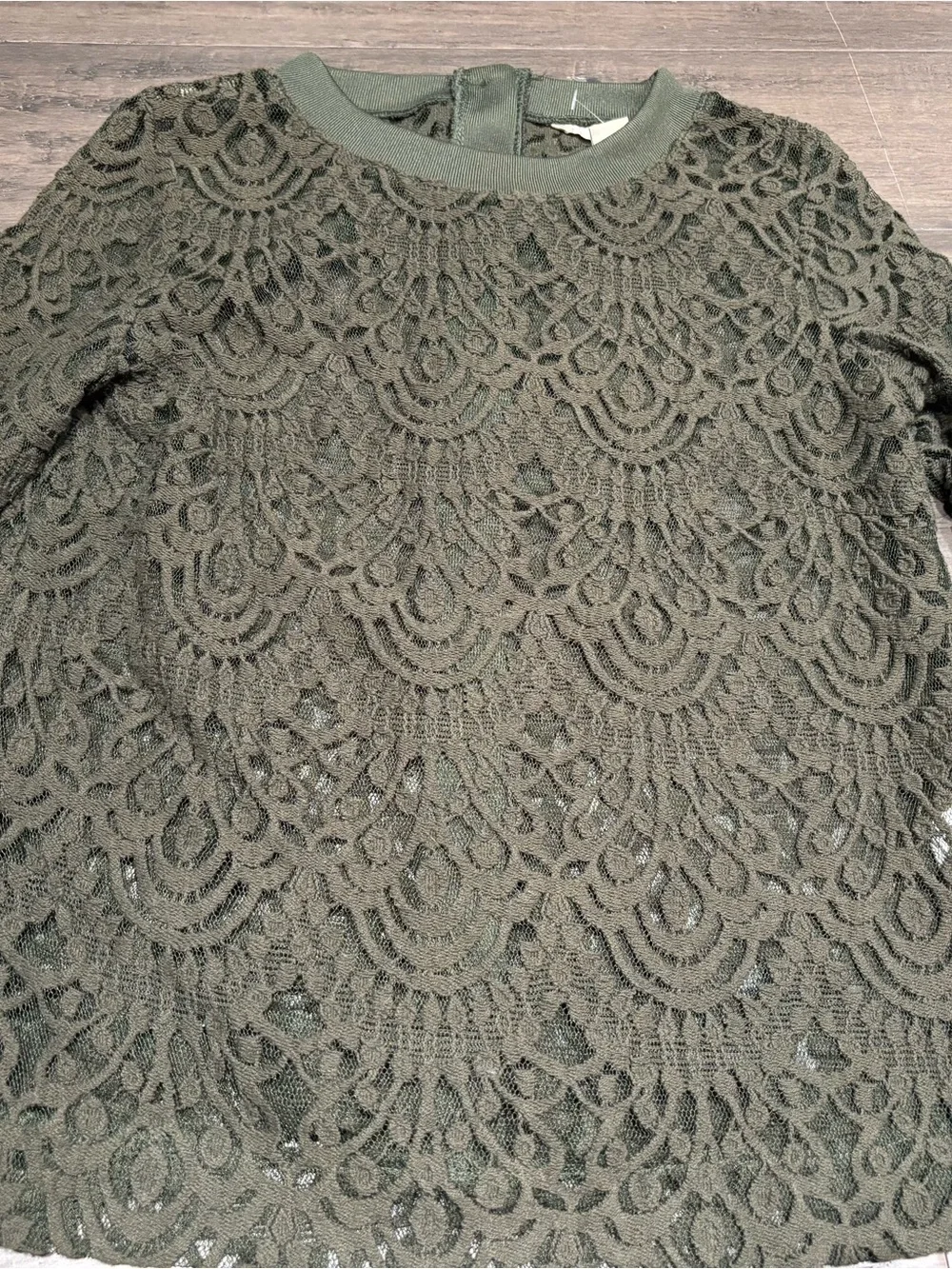 Banana Republic Olive Green Lace Top XS